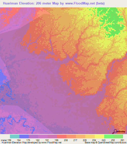 Huariman,Peru Elevation Map