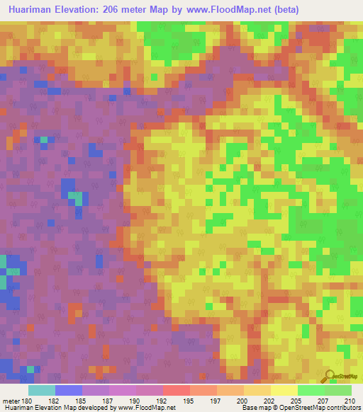 Huariman,Peru Elevation Map