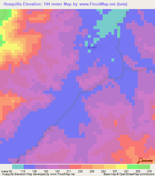 Huaquilla,Peru Elevation Map