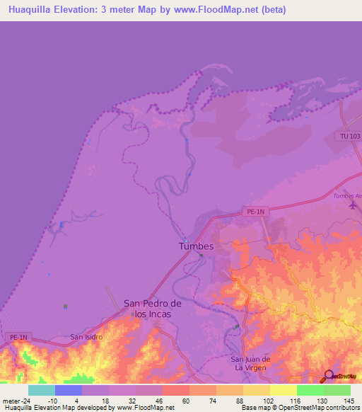 Huaquilla,Peru Elevation Map