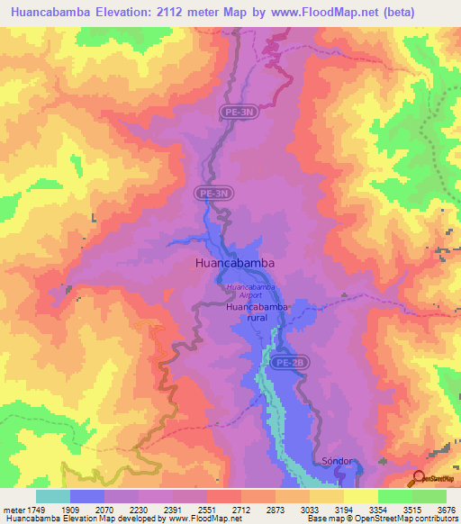 Huancabamba,Peru Elevation Map