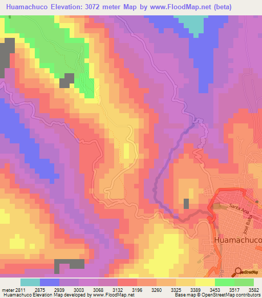 Huamachuco,Peru Elevation Map