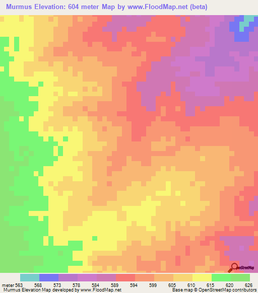 Murmus,Sudan Elevation Map