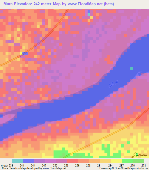 Mura,Sudan Elevation Map