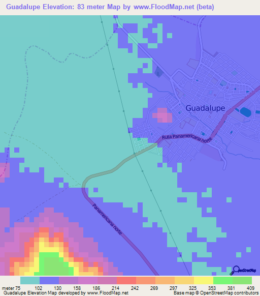 Guadalupe,Peru Elevation Map