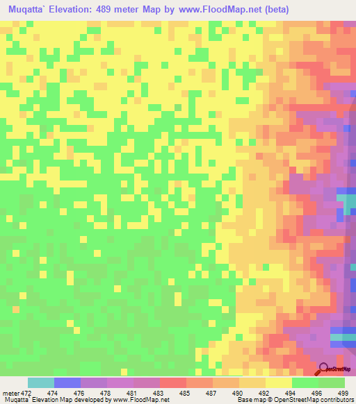 Muqatta`,Sudan Elevation Map