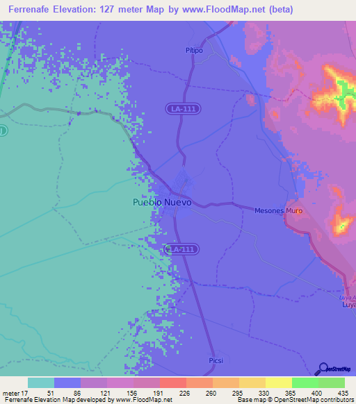 Ferrenafe,Peru Elevation Map