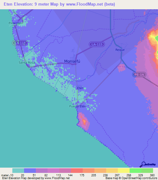Eten,Peru Elevation Map
