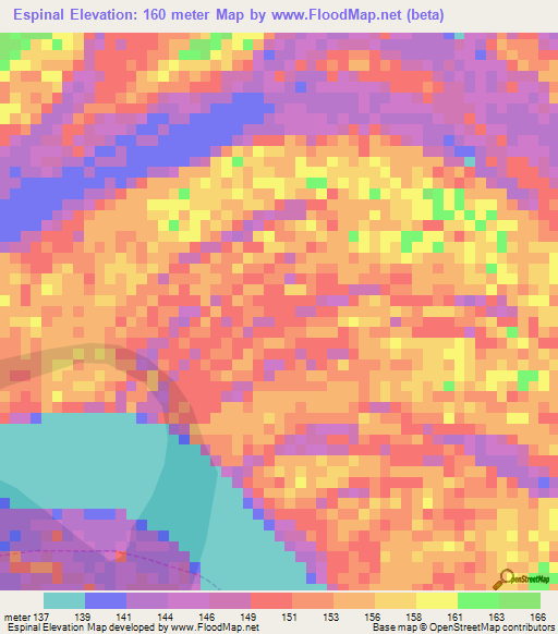 Espinal,Peru Elevation Map