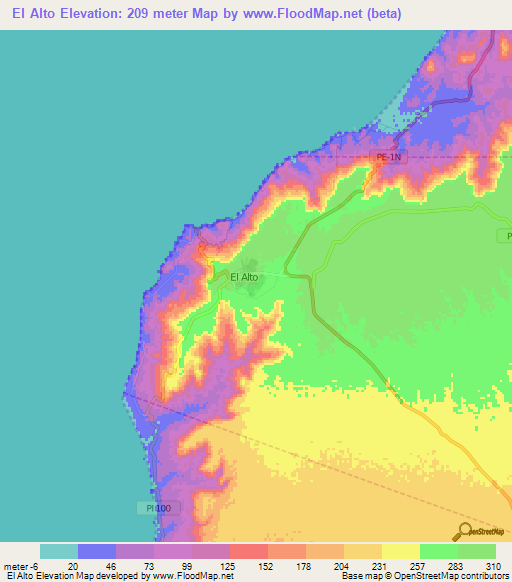 El Alto,Peru Elevation Map