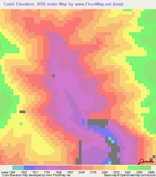 Cushi,Peru Elevation Map