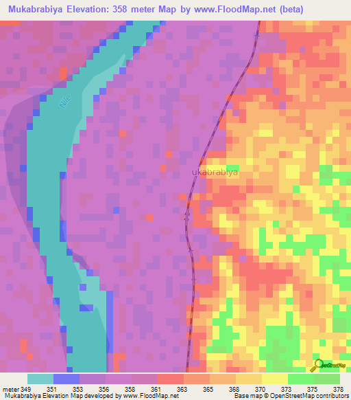 Mukabrabiya,Sudan Elevation Map