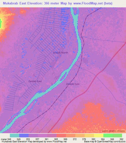 Mukabrab East,Sudan Elevation Map