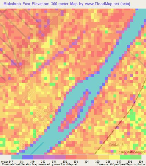Mukabrab East,Sudan Elevation Map