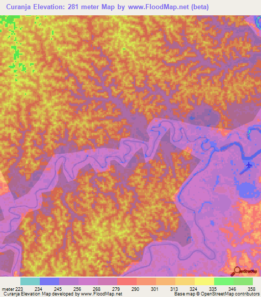 Curanja,Peru Elevation Map