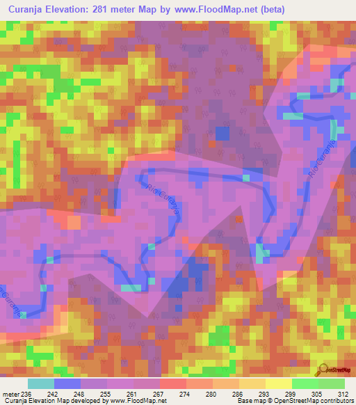 Curanja,Peru Elevation Map