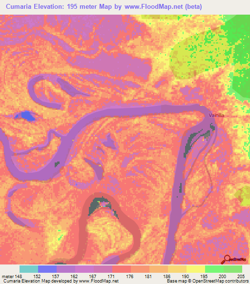 Cumaria,Peru Elevation Map