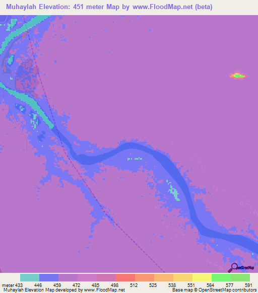Muhaylah,Sudan Elevation Map