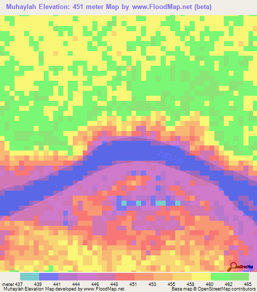 Muhaylah,Sudan Elevation Map