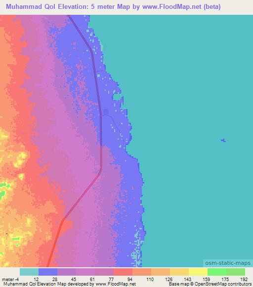 Muhammad Qol,Sudan Elevation Map