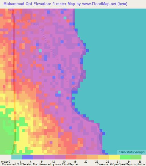 Muhammad Qol,Sudan Elevation Map