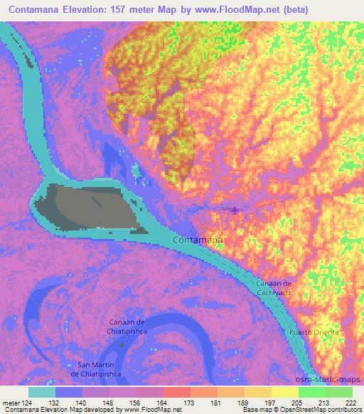 Contamana,Peru Elevation Map