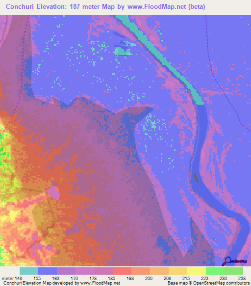 Conchuri,Peru Elevation Map