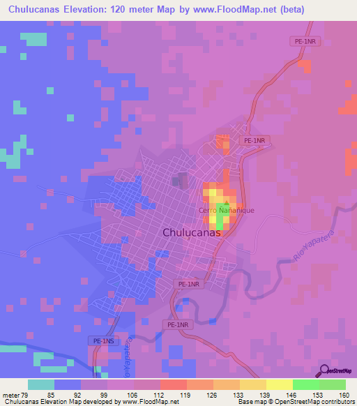 Chulucanas,Peru Elevation Map