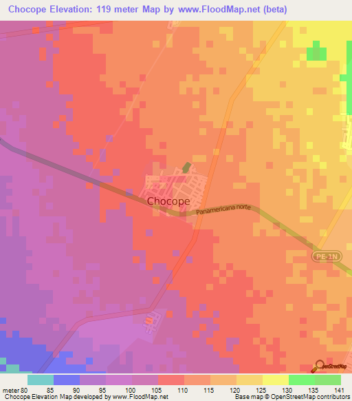 Chocope,Peru Elevation Map