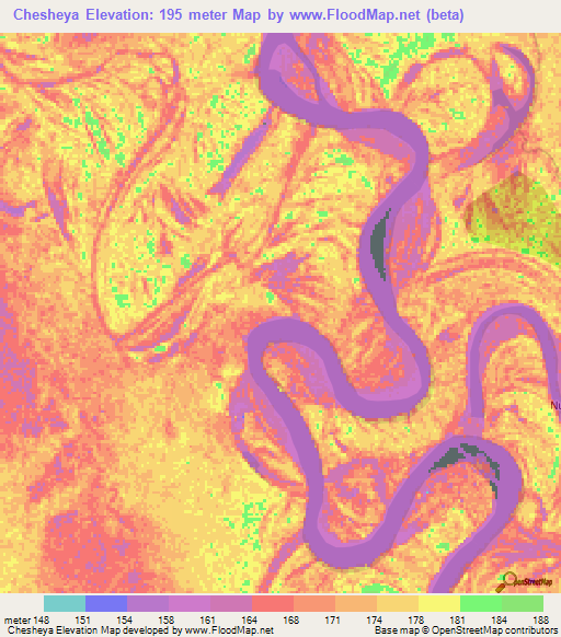 Chesheya,Peru Elevation Map