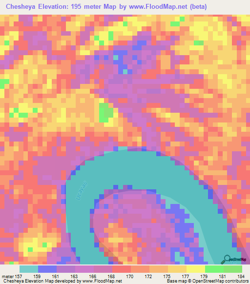 Chesheya,Peru Elevation Map