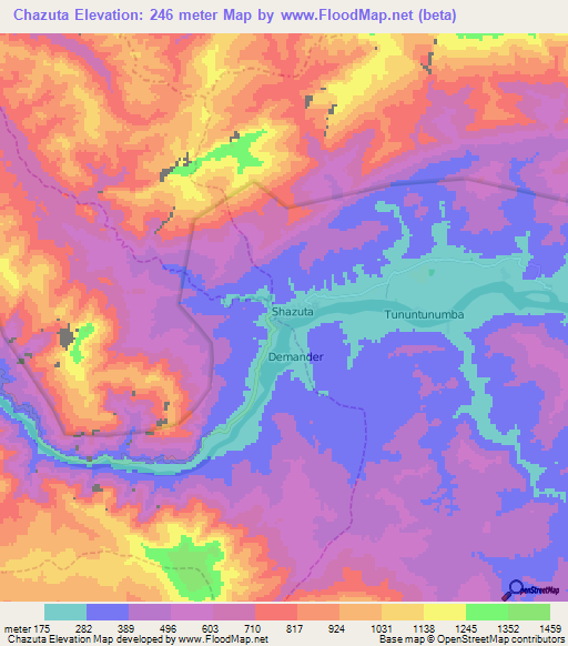 Chazuta,Peru Elevation Map
