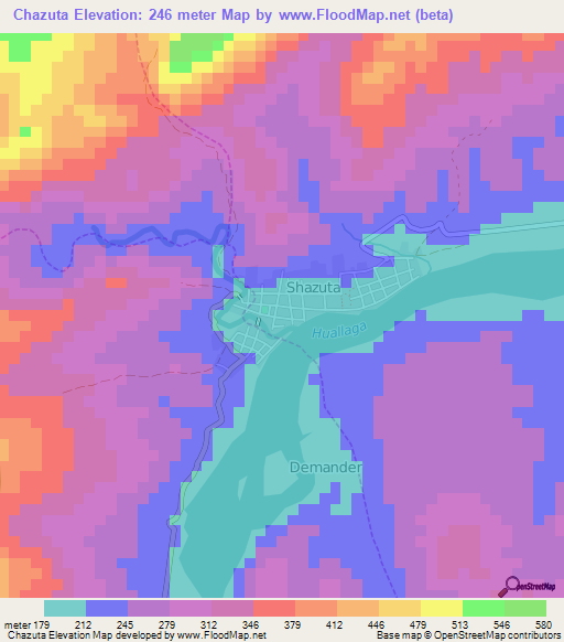 Chazuta,Peru Elevation Map