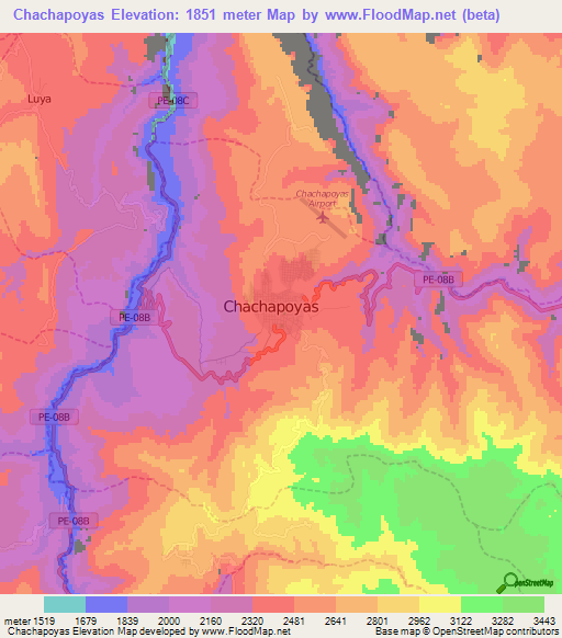 Chachapoyas,Peru Elevation Map