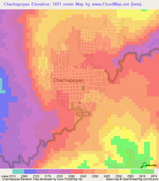 Chachapoyas,Peru Elevation Map