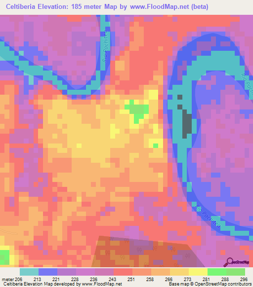 Celtiberia,Peru Elevation Map