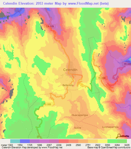 Celendin,Peru Elevation Map