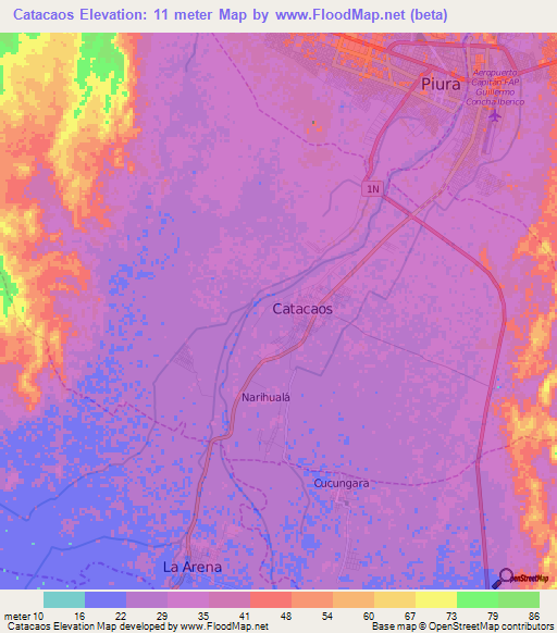Catacaos,Peru Elevation Map