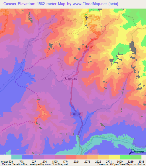 Cascas,Peru Elevation Map