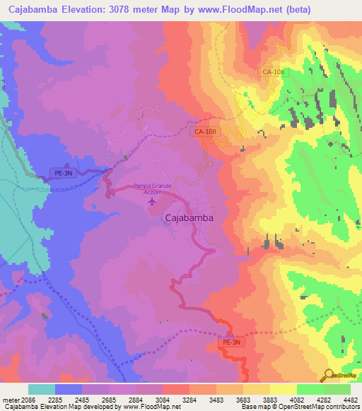 Cajabamba,Peru Elevation Map