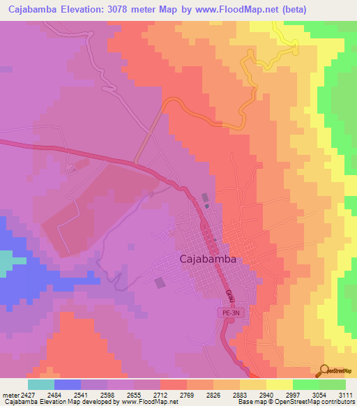 Cajabamba,Peru Elevation Map
