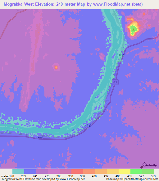 Mograkka West,Sudan Elevation Map