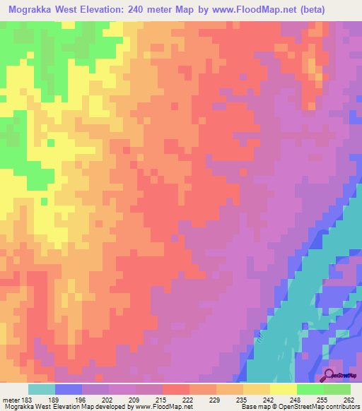 Mograkka West,Sudan Elevation Map