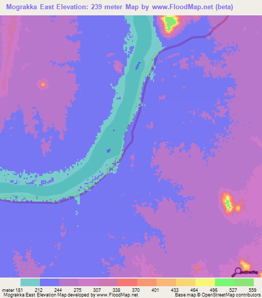 Mograkka East,Sudan Elevation Map