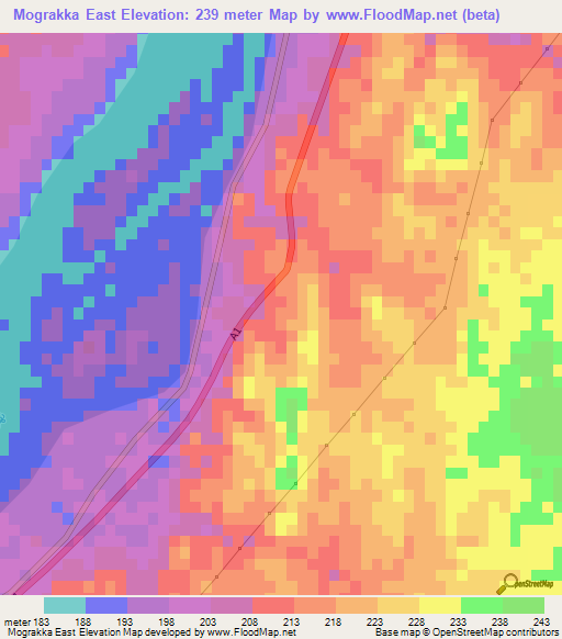 Mograkka East,Sudan Elevation Map