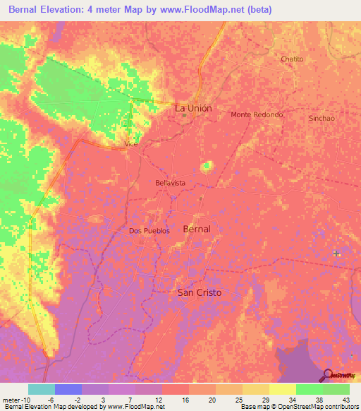 Bernal,Peru Elevation Map