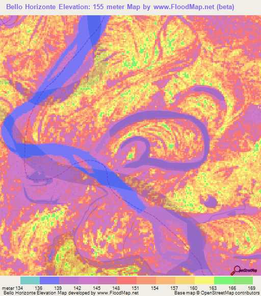 Bello Horizonte,Peru Elevation Map