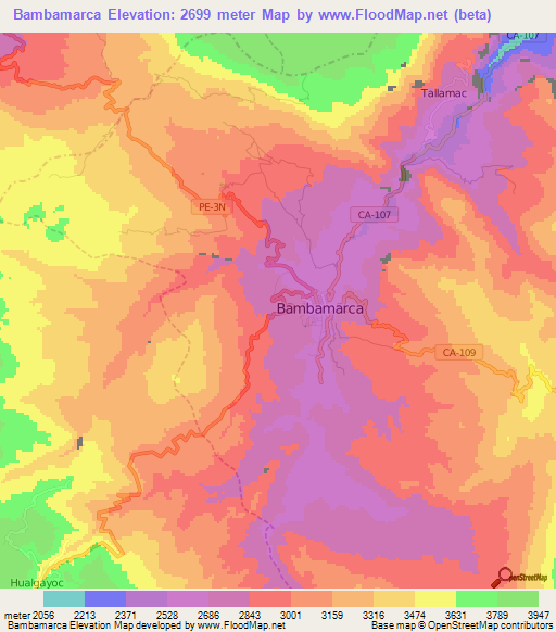 Bambamarca,Peru Elevation Map