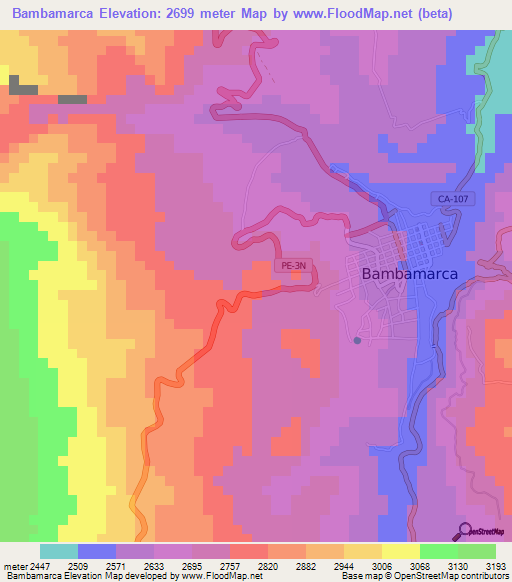 Bambamarca,Peru Elevation Map