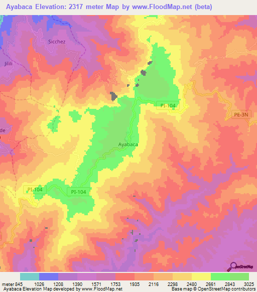 Ayabaca,Peru Elevation Map